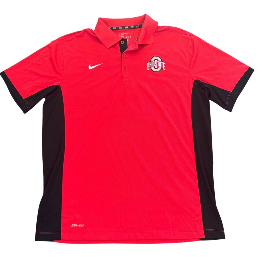 Nike Ohio State Buckeyes Dri-FIT Polo Shirt Mens Large Red Black Sample